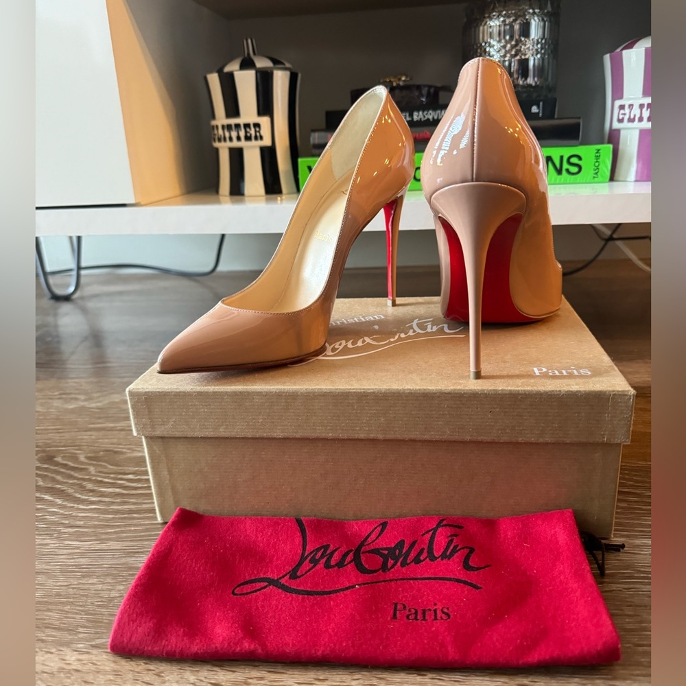 Christian Louboutin Patent Leather Nude Pigalle 100mm